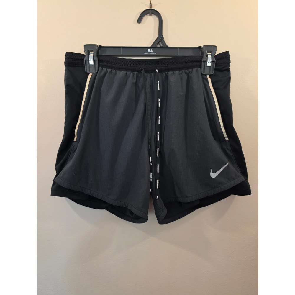 Nike Dri-FIT Mens Running Shorts Gray Black 2-in-1 Compression Liner Size M